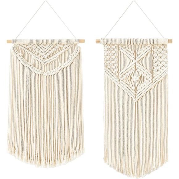 2 Pcs Macrame Wall Hanging Boho Wall Decor Home Chic Decoration Wall Pediments - Picture 1 of 6